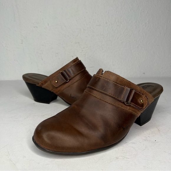 b.o.c. Brown buckle strap slip on leather mules - Picture 2 of 8